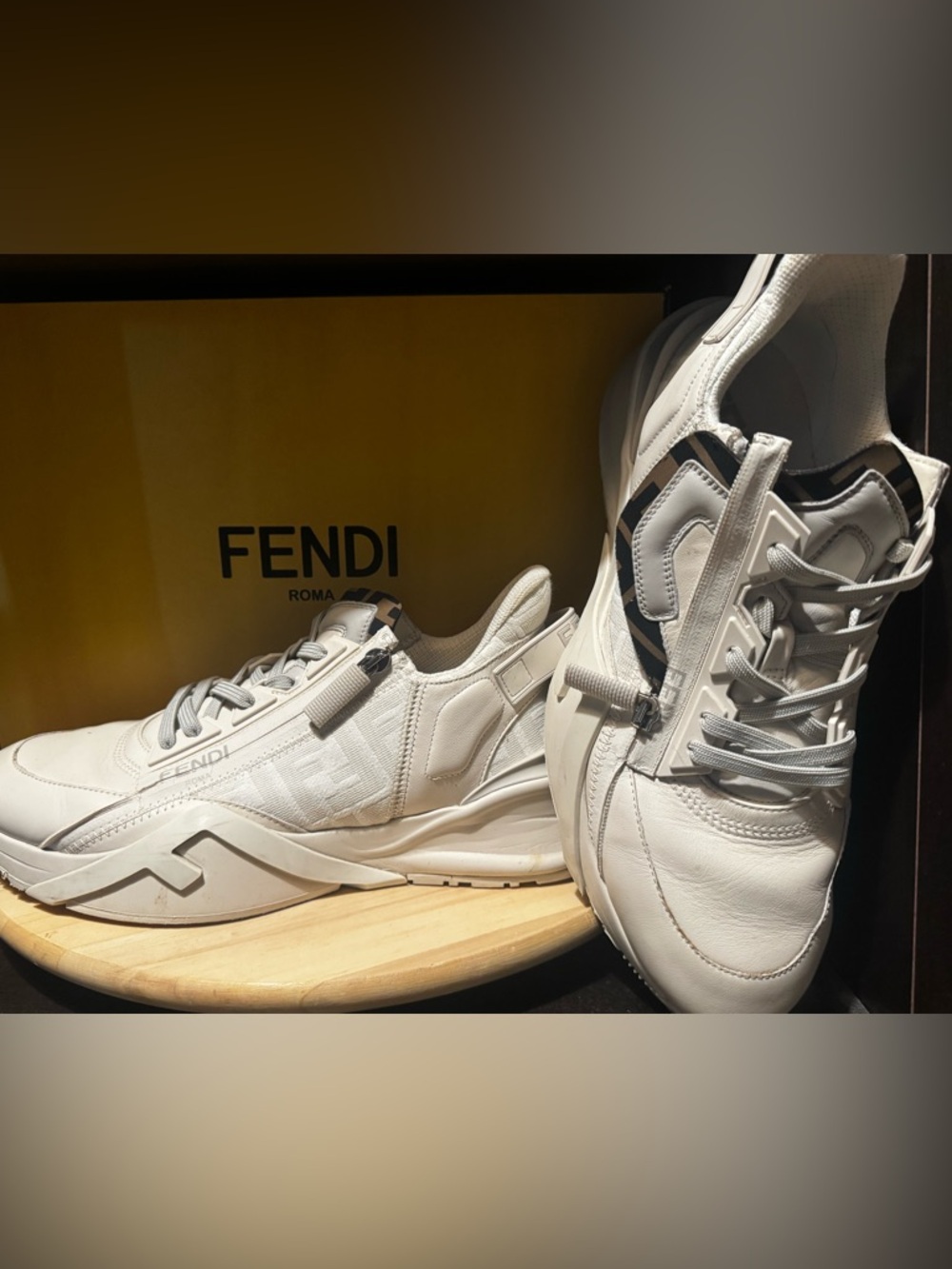 Fendi Flow Sneakers White FF Logo Low Top Trainers Made in Italy